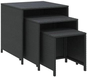 vidaXL Satztische 3 Stk. Schwarz Poly Rattan
