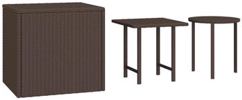 vidaXL Beistelltische 3 Stk. Braun Poly Rattan