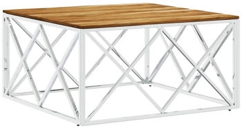 vidaXL Couchtisch Silbern Edelstahl/Massivholz Akazie Modell 1