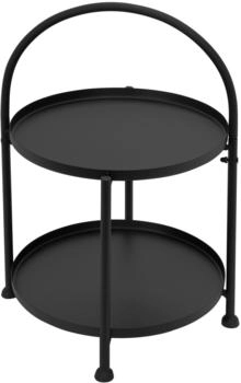 ECD Germany Beistelltisch Rund 33x45cm Schwarz Metall Klappbar Industriell