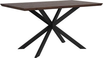 Beliani Esstisch Dunkelbraun / Schwarz 80 x 140 cm Metallfüßen Rechteckig Modern