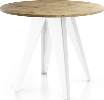 WFL GROUP Esstisch Glory Wei&szlig; im Industriestil-Modern, Rund-Ausziehbar von 90 cm bis 130 cm Eiche Lancelot