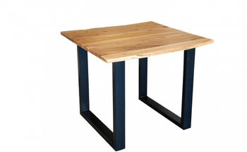 sam Esstisch Baumkante massiv Akazie naturfarben 90 x 90 schwarz QUINN