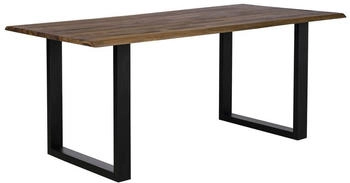 SalesFever Baumkante-Esstisch Akazie Osmo Hartwachs-Öl 26mm 140x80x77cm Stahl schwarz lackiert (371770)