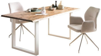 SalesFever Esstisch 180x90cm Tischplatte Akazie 35 mm U-Gestell Metall (398791)