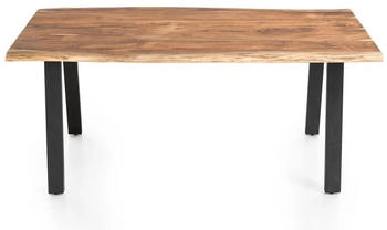 SalesFever Massiver Esstisch 160x85 cm 3,5 cm Akazie Natur Baumkante V-Gestell Schwarz (397459)