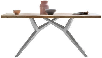 SIT Esstisch Baumkante 56 mm Akazie natur 200x100 cm Metallgestell silbern 200x100 cm x78 cm (15274-40)