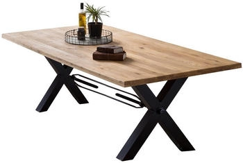 SIT Esstisch 220x100x76 cm Tischplatte 40 mm Wildeiche natur -Gestell Metall antikschwarz (15882-11)