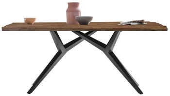 SIT Esszimmertisch 200 cm Teak 50 mm natur Metallgestell antikschwarz 200x100x73,5 cm (15542-11)