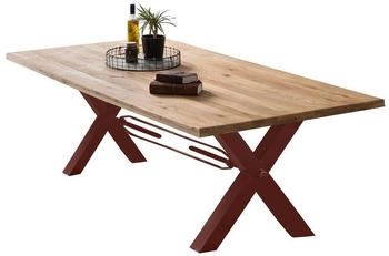SIT Esstisch 220x100x76 cm Tischplatte 40 mm Wildeiche natur -Gestell Metall antikbraun (15882-00)