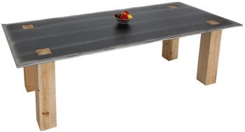 Mendler Esstisch MCW-L76, Tisch Esszimmertisch, Industrial Massiv-Holz MVG- 240x100cm, natur mit Metall-Optik