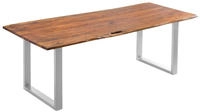 M&ouml;belliebling Esstisch Baumkante massiv Akazie nougatfarben 200 x 100 cm silber