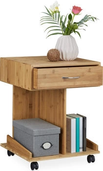 Relaxdays Couchtisch + Beistelltisch Rolli 43x46x56.5 cm braun