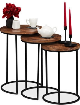 Relaxdays Couchtisch + Beistelltisch Satztisch 41x41x57.5 cm braun
