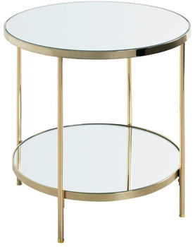 CarryHome Beistelltisch Messing Metall Glas rund 45x46x45 cm