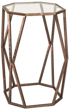 CarryHome Beistelltisch Bronze Metall Glas achteckig 37x50x37 cm