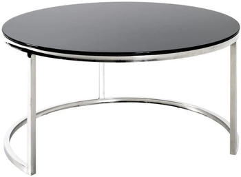 CarryHome Couchtisch Schwarz Edelstahl Metall Glas rund 80x42x80 cm