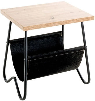 CarryHome Beistelltisch Schwarz Eiche Metall Textil rechteckig 40x51x48 cm