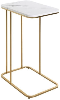 CarryHome Beistelltisch Weiß Gold Marmoroptik rechteckig 30x67x45 cm