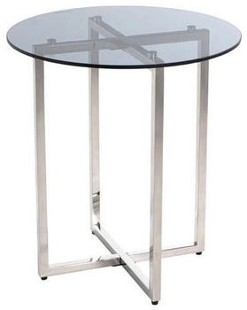 CarryHome Couchtisch Ricardo Grau Edelstahl Metall Glas rund 50x55x50 cm
