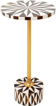 KARE Beistelltisch Weiß Gold Dunkelbraun Metall Kunststoff rund 25x50x25 cm