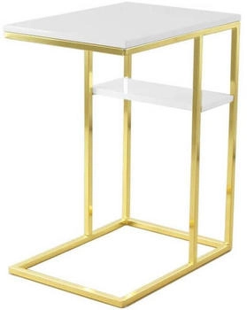 Kayoom Beistelltisch Weiß Gold Metall rechteckig 35x62x48 cm