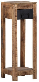 Landscape Beistelltisch Braun Schwarz Mangoholz massiv 1 Schubladen quadratisch 27,5x80x27,5 cm