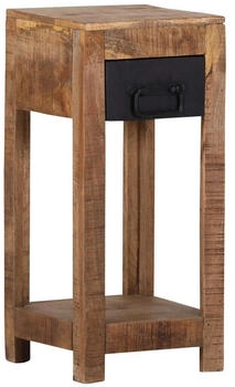 Landscape Beistelltisch Braun Schwarz Mangoholz massiv 1 Schubladen quadratisch 27,5x60x27,5 cm