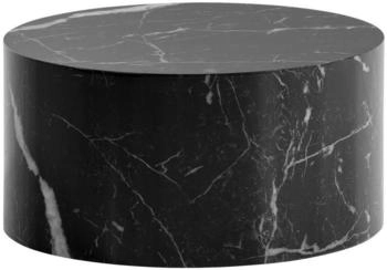 Livetastic Couchtisch Schwarz Hochglanz Marmoroptik rund 60x30x60 cm