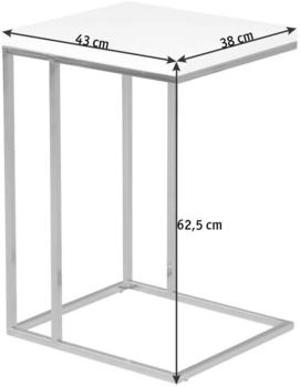 M2 Kollektion Beistelltisch Wei&szlig; Chrom Metall rechteckig 38x62,5x43 cm
