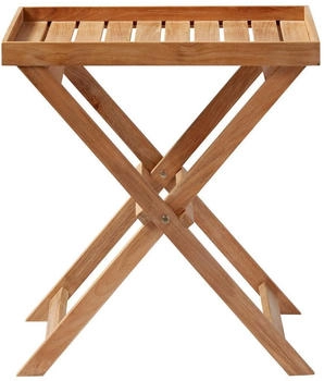 Mid.you Tabletttisch Teak Teakholz rechteckig X-Form 40x65x60 cm