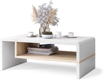 designimpex Couchtisch Folk 01 Wohnzimmertisch mit Ablagefläche 100x40x60 cm weiß
