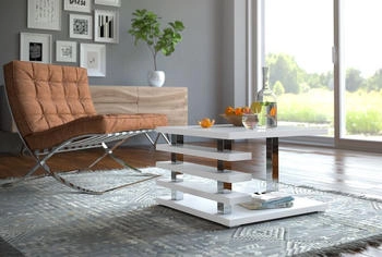 designimpex DC-2 Weiß Hochglanz Highgloss Wohnzimmertisch 60x60x40cm 60x40x60 cm weiß