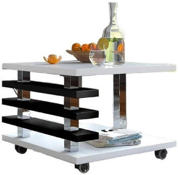 designimpex DC-2 Weiß - Schwarz Hochglanz Wohnzimmertisch 60x45x60 cm weiß