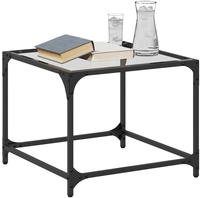 vidaXL Couchtisch mit Glasplatte Transparent 50x50x40 cm Stahl