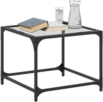 vidaXL Couchtisch mit Glasplatte Transparent 50x50x40 cm Stahl