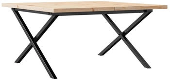 vidaXL Couchtisch X-Gestell 80x80x45,5cm Massivholz Kiefer & Gusseisen