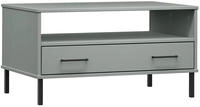 Vidaxl Coffee Table With Metal Legs Grey 85x50x45 Cm Solid Wood "oslo"