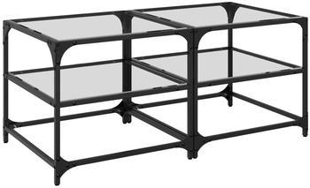 vidaXL Couchtische mit Glasplatten 2 Stk. Transparent 50x50x45cm Stahl