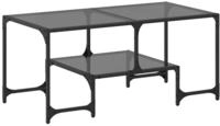 vidaXL Couchtisch mit Glasplatte Schwarz 98,5x50x45 cm Stahl