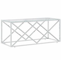 vidaXL Couchtisch 110x45x45 cm Edelstahl und Glas