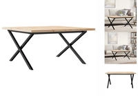vidaXL Couchtisch X-Gestell 90x90x45,5cm Massivholz Kiefer & Stahl