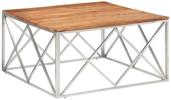vidaXL Couchtisch Silbern Edelstahl und Massivholz Akazie Modell 5
