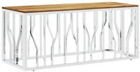 vidaXL Couchtisch Silbern Edelstahl und Massivholz Akazie