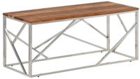 vidaXL Couchtisch Silbern Edelstahl und Massivholz Akazie
