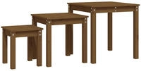 vidaXL Satztische 3 Stk. Honigbraun Massivholz Kiefer