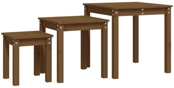 vidaXL Satztische 3 Stk. Honigbraun Massivholz Kiefer Modell 1