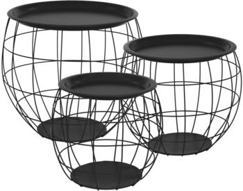 ML-Design Beistelltisch 3Er Set 31cm/38cm/47cm Rund Schwarz Metallk&ouml;rbe
