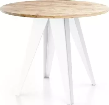 WFL GROUP Esstisch Glory Weiß Rund-Ausziehbar von 100 cm bis 140 cm Eiche Craft