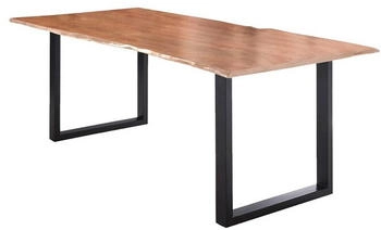 sam Esstisch Baumkante massiv Akazie natur 240 x 100 schwarz U-Gestell LUBIN